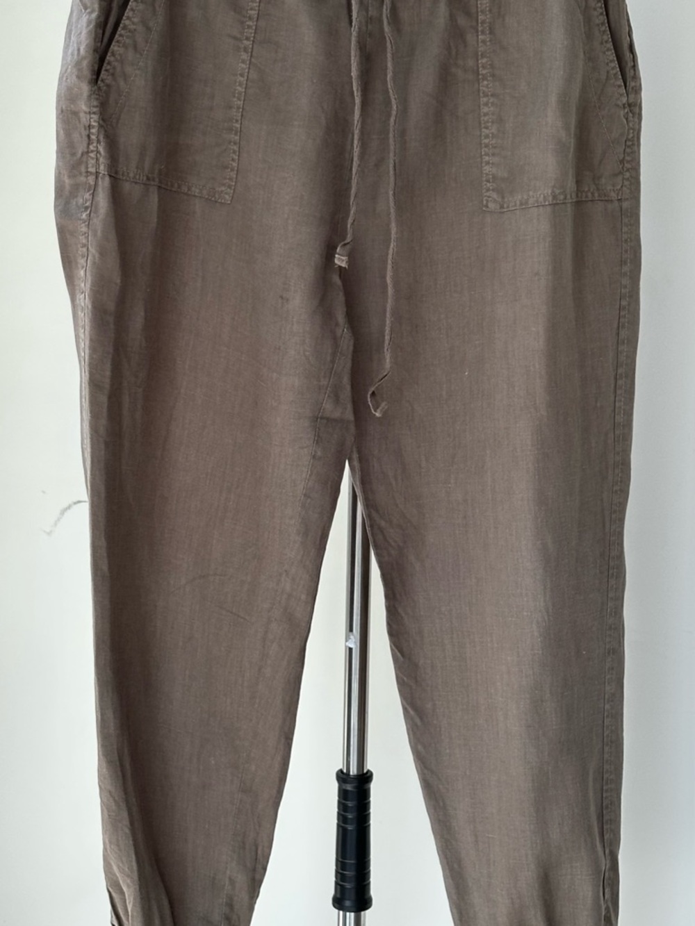 Joie Neutral Taupe Linen-Blend Drawstring Pants
